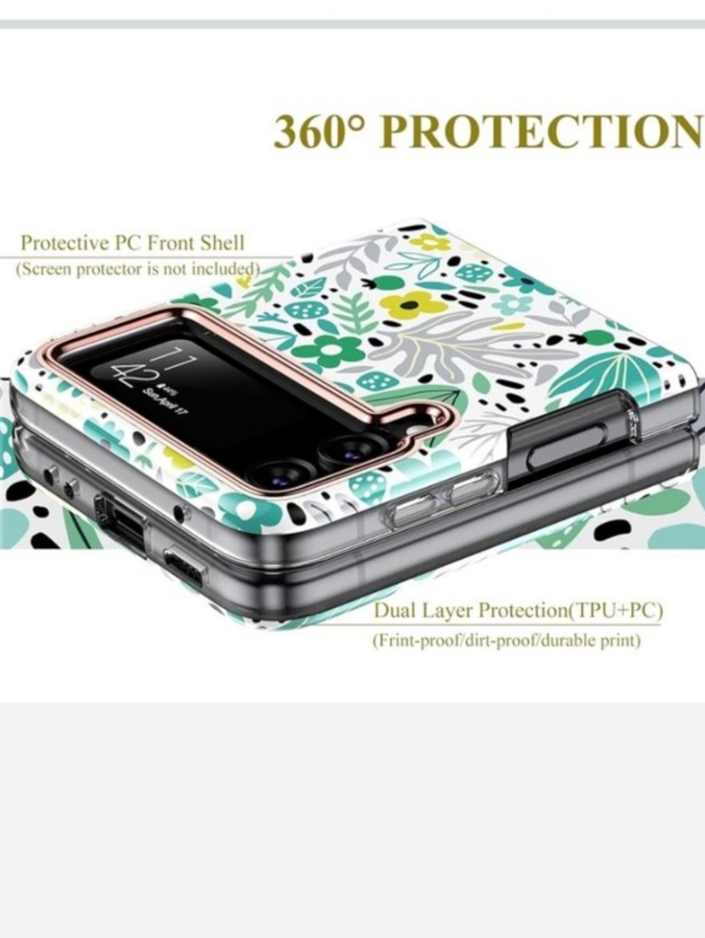 ☀️ NEW Samsung Galaxy Z Flip4 Floral/Rose Gold Case/Cover 6.7 inch - Picture 3 of 7